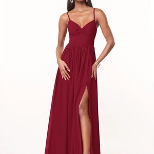 Azazie Burgundy Maxi Dress